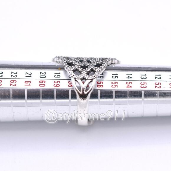 Vintage Authentic Pandora Silver Shimmering Lace Ring - 190907CZ - Picture 8 of 14